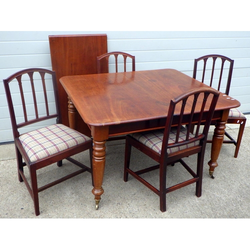 710 - A Victorian mahogany extending dining table 180cm extended together with a set of four 19thC mahogan... 