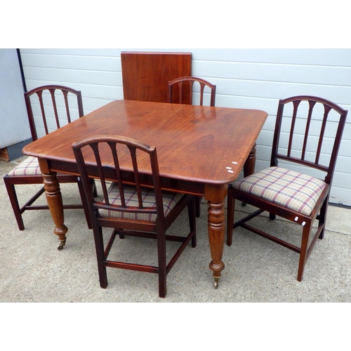 710 - A Victorian mahogany extending dining table 180cm extended together with a set of four 19thC mahogan... 