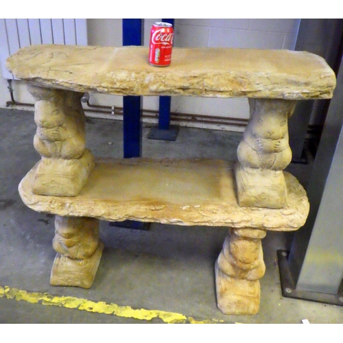 735 - A pair of garden concrete squirrel benches  100cm wide