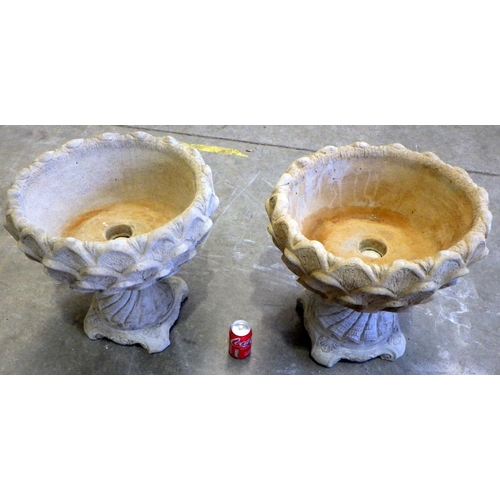 738 - A pair of garden concrete planters 50cm tall