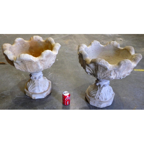 739 - A pair of garden concrete planters 48 cm tall