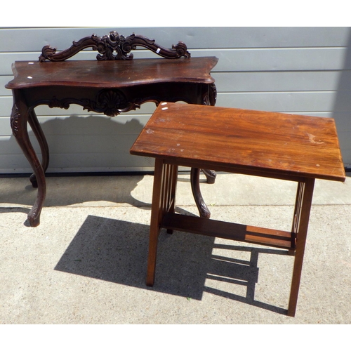 749 - A hardwood hall table together with an occasional table (2)