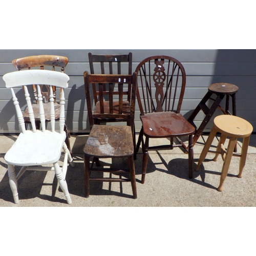 752 - A group of various chairs, stools etc af (7)