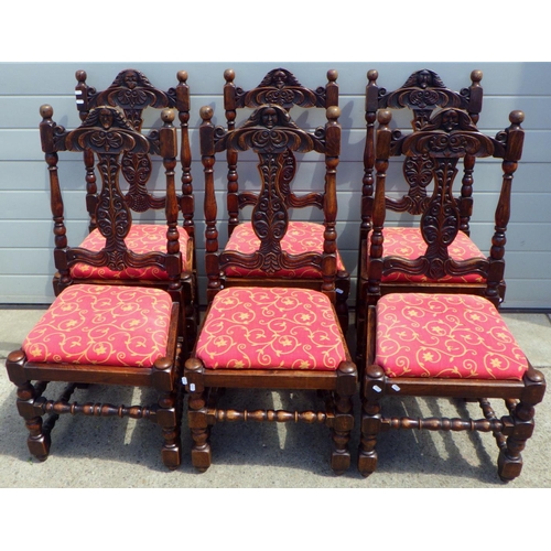 753 - A set of six carved oak dining chairs af