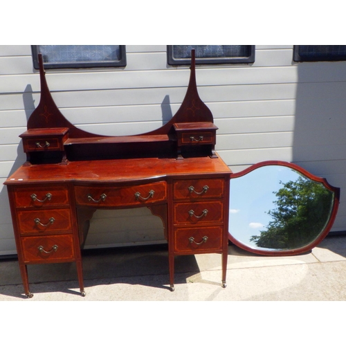 756 - An Edwardian dressing table af (missing mirror bolts)