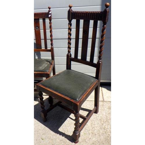 757 - A set of four oak barley twisted dining chairs