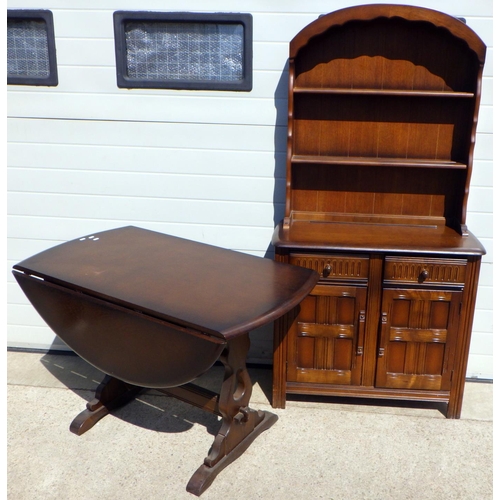 766 - A Priory drop leaf table together with small dresser (2)