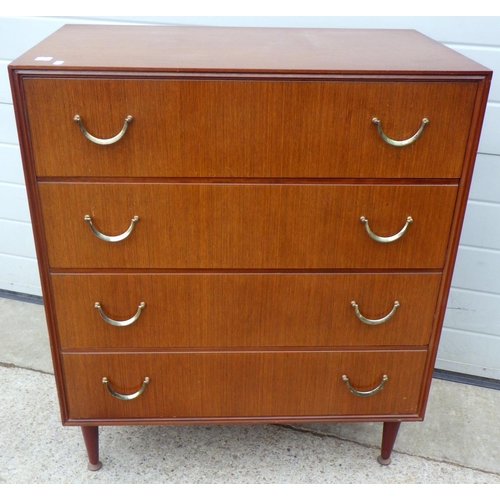778 - A mid century teak four drawer chest of drawers 76cm wide