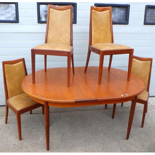 780 - G Plan Fresco teak extending dining table and 4 chairs