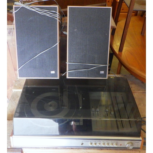 787 - An ITT KA2015 record player and speakers together with an Elizabethan reel-reel