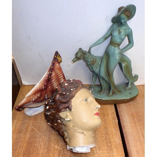 192 - A group of Art Deco and other plaster figures, all a/f (9)