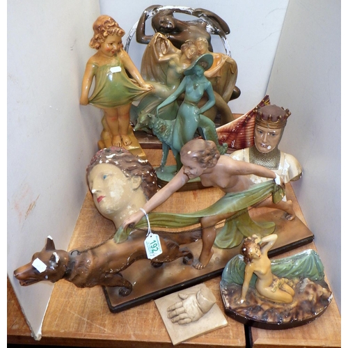 192 - A group of Art Deco and other plaster figures, all a/f (9)