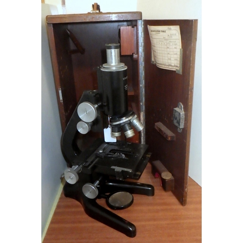 211 - A microscope, Service I - Watson London. Cased.