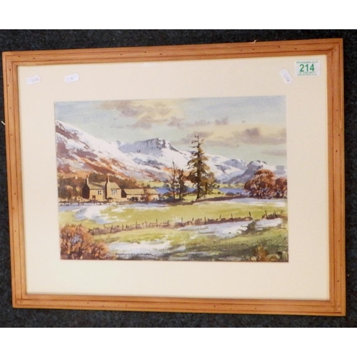 214 - Grassmoor & Crummock Water, watercolour view, E Charles Simpson. 37 x 27cm within mount and frame.