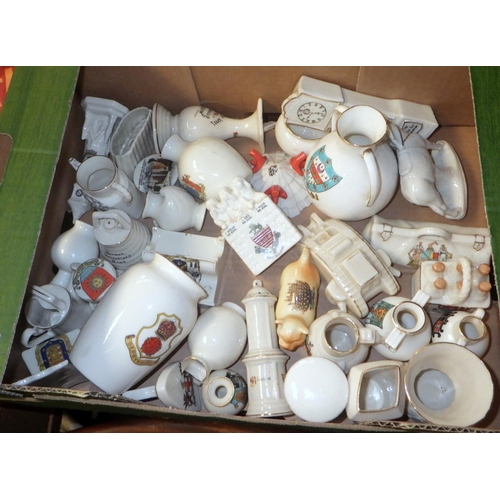 221 - Crested china souvenir miniatures incl Goss and Arcadian.