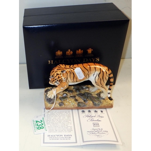 238 - A Halcyon Days Tiger figurine, boxed.