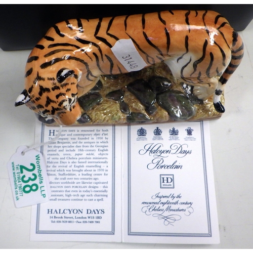 238 - A Halcyon Days Tiger figurine, boxed.