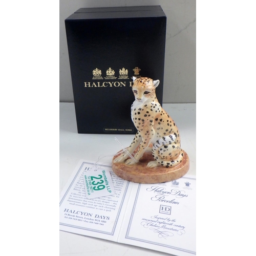 239 - A Halcyon Days Leopard figurine, boxed.