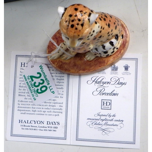 239 - A Halcyon Days Leopard figurine, boxed.