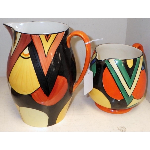 273 - Two Crown Devon Art Deco decorated jugs.