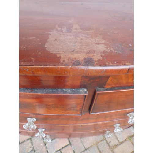 847 - A Victorian bow fronted mahogany chest 106cm wide AF