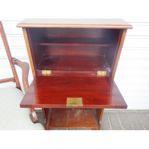 848 - An Edwardian inlaid elbow chair together with a narrow desk (2)