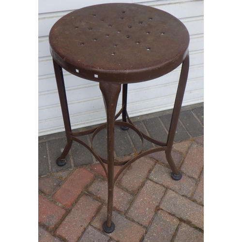 855 - An industrial vintage metal stool 67cm tall
