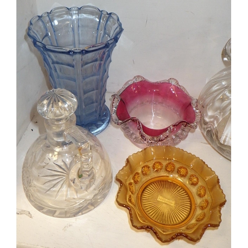 257 - A mid-century glass vase; three glass bowls etc. (QTY)