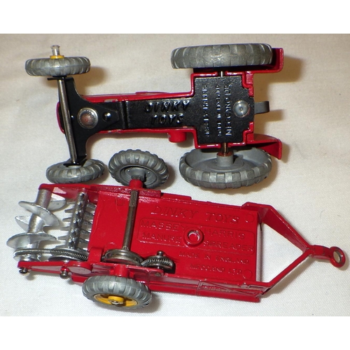 285 - Dinky Toys die-casts: a 300 Massey Harris Tractor, a 27c Manure Spreader, a 322 Disc Harrow, a 323 T... 