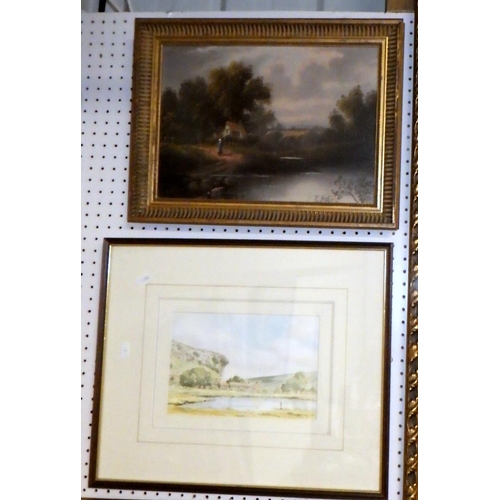 343 - Kisley Crag, watercolour signed A Craven; two other framed paintings (3)