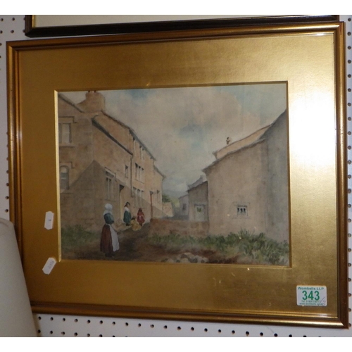 343 - Kisley Crag, watercolour signed A Craven; two other framed paintings (3)