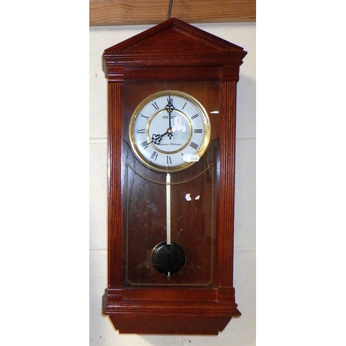 347 - A Seiko wooden cased wall clock; a fur coat; various ceramics, mantel clocks etc.  (4)