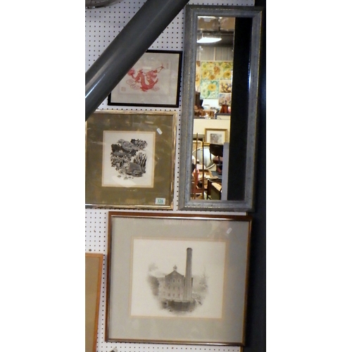 328 - After William Geldart, two limited edition prints; a wall mirror, a print depicting a Chinese dragon... 