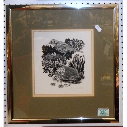 328 - After William Geldart, two limited edition prints; a wall mirror, a print depicting a Chinese dragon... 