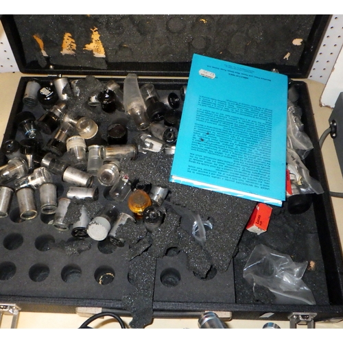 329 - A collection of microscopes, microscope lenses and parts etc, all a/f.  (qty)