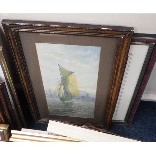 358 - A qty of modern pictures and prints incl marine / maritime interest together with two wool work pict... 