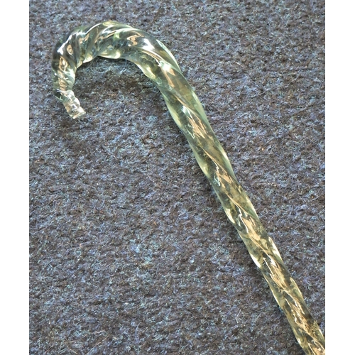 362 - A glass twist walking cane.