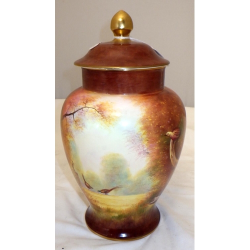 161 - A Coalport N Lear Pheasant lidded vase