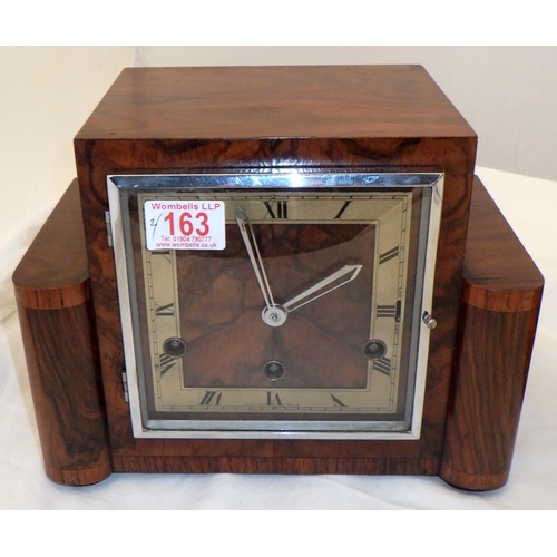 163 - An Art Deco Westminster chime mantle clock together with a further mantle clock (2)