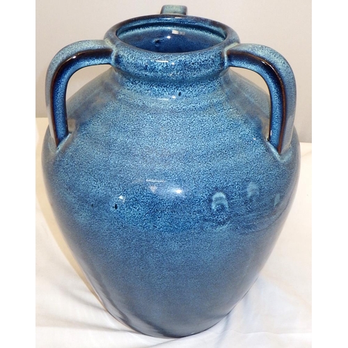165 - A Blue three handle pottery vase