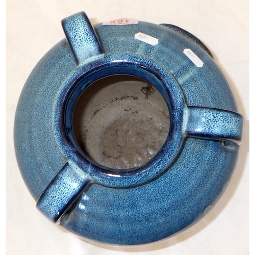 165 - A Blue three handle pottery vase