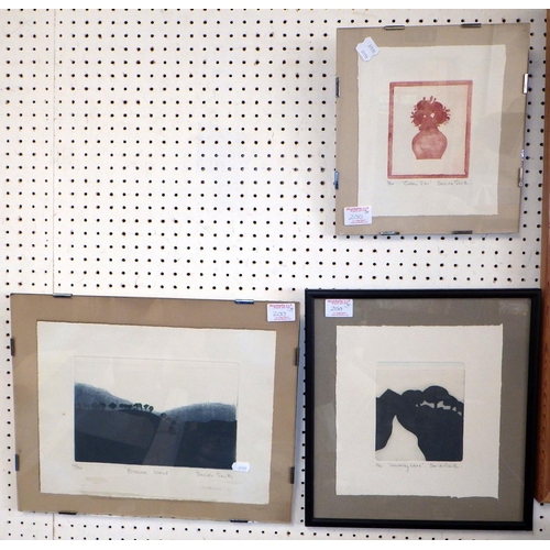 200 - Three Davida Smith numbered prints together with a unnamed watercolour and an Ann-Howard painting on... 