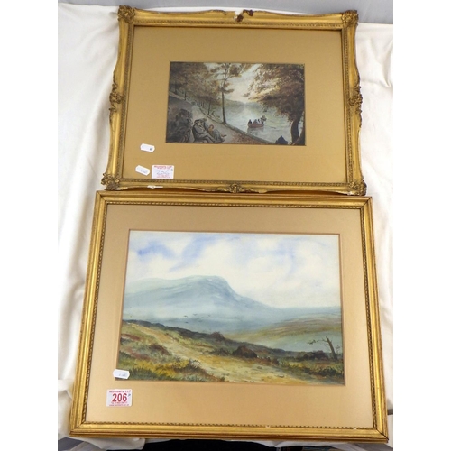 206 - Two 19th/20th century watercolour paintings, one signed