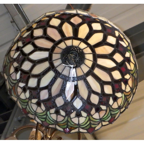 269 - A hanging ceiling light together with a stained glass shade (2)