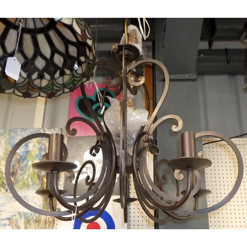 269 - A hanging ceiling light together with a stained glass shade (2)