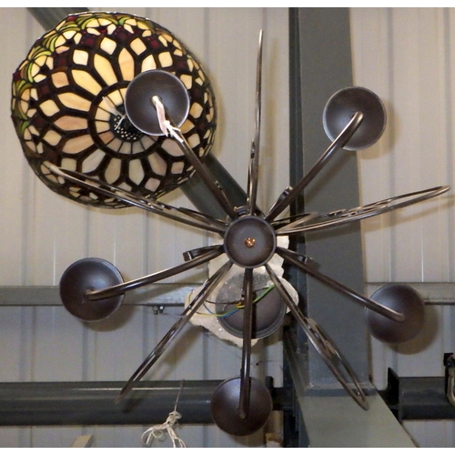 269 - A hanging ceiling light together with a stained glass shade (2)