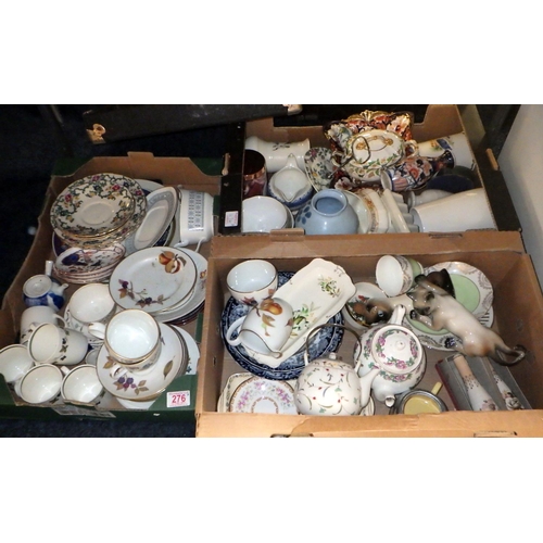 276 - Three boxes of miscellaneous ceramics including some Evesham af (3)