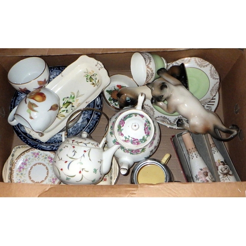 276 - Three boxes of miscellaneous ceramics including some Evesham af (3)