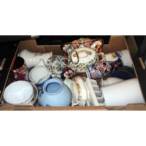 276 - Three boxes of miscellaneous ceramics including some Evesham af (3)