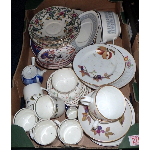 276 - Three boxes of miscellaneous ceramics including some Evesham af (3)